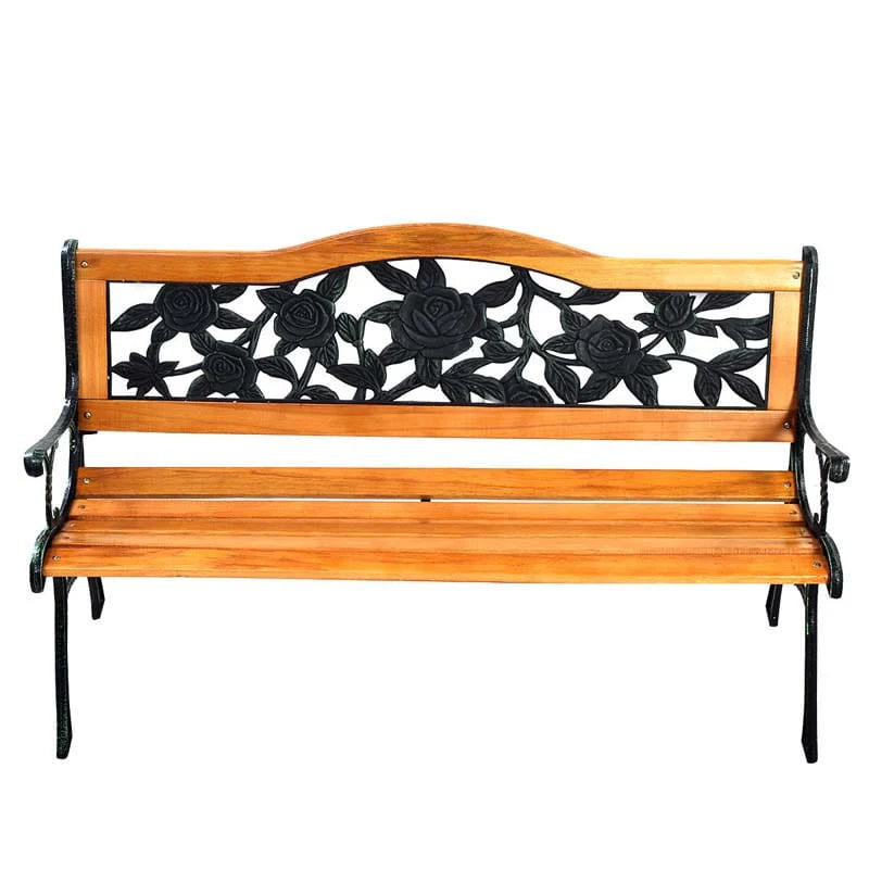 50Quot Garden Park Bench Cast Iron Amp Hardwood Weatherproof Outdoor Bench Patio Porch Loveseat Chair - Comfortable And Ergonomic Design