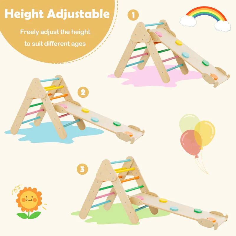 5 In 1 Montessori Wooden Climbing Toys For Toddlers Arch Climber Ladder With Sliding Ramp Kids Triangle Climber Play Gym Set - High Quality Set For Everyday Use