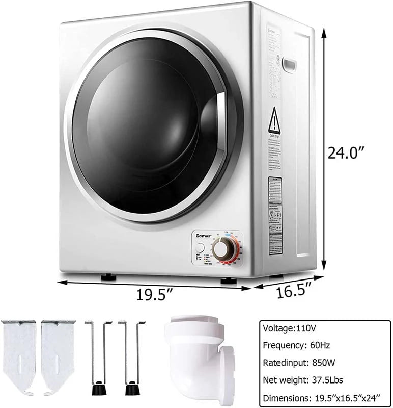 10 Lbs Portable Clothes Dryer Wall Mounted Front Load Dryer Tumble Dryer Portable Dryer Machine For Apartments Rv