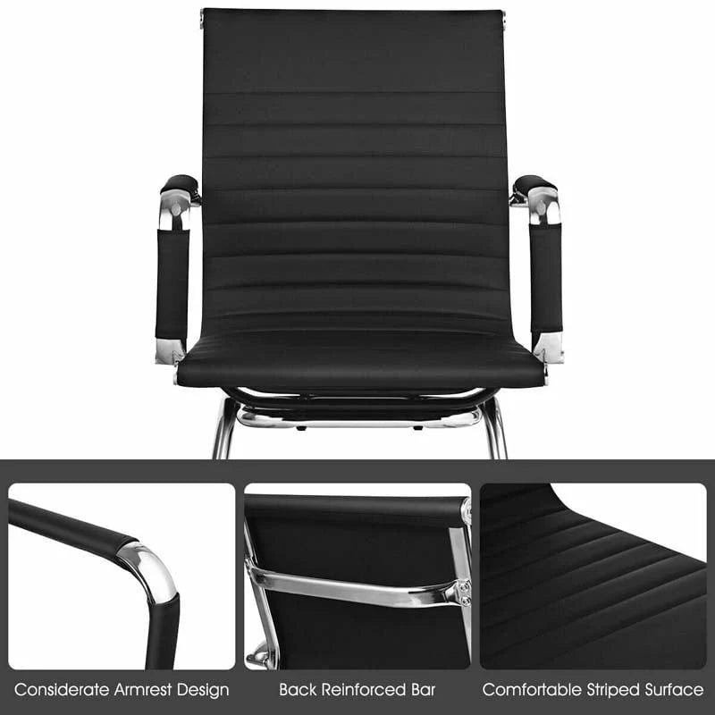 Set Of 2 Sled Base Office Chair Heavy Duty Conference Chair Pu Leather Guest Chairs For Guest Reception - High Quality Set For Everyday Use