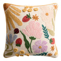Spring Botanical Embroidered Beaded Throw Pillow