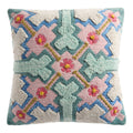 Seafoam Green and Pink Tufted Floral Indoor Outdoor Throw Pillow