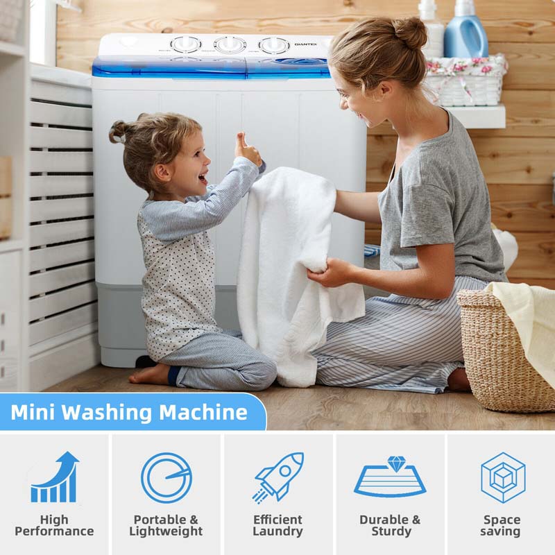 22 Lbs 2 In 1 Portable Washing Machine With Drain Pump Twin Tub Top Load Washer Dryer Combo For Rv Apartment