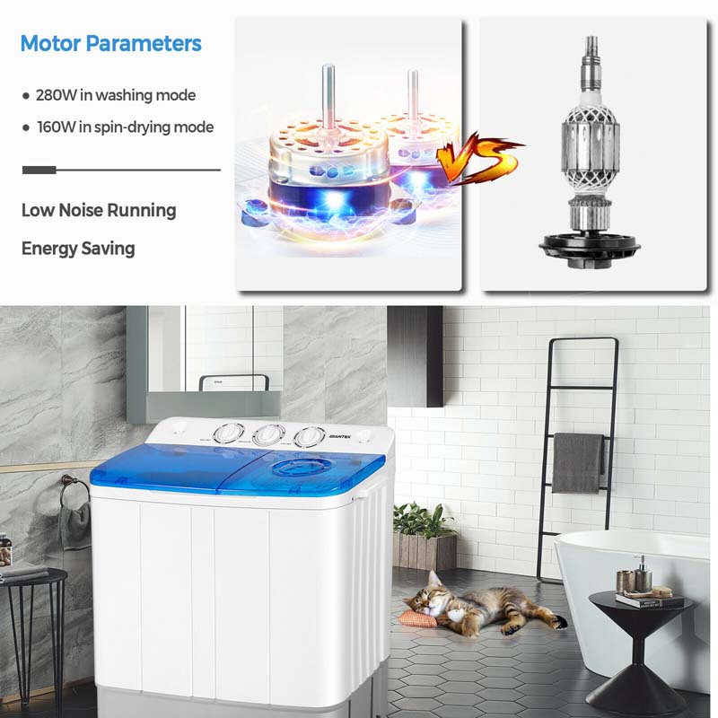 22 Lbs 2 In 1 Portable Washing Machine With Drain Pump Twin Tub Top Load Washer Dryer Combo For Rv Apartment