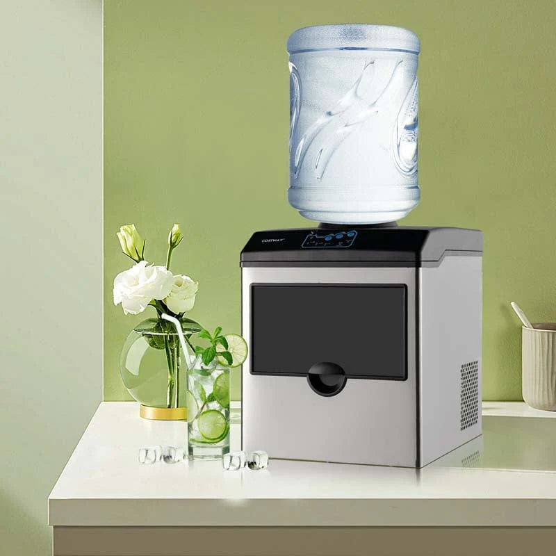 48Lbs24H 2 In 1 Stainless Steel Countertop Ice Maker Machine With Chilled Water Dispenser Amp 5Lbs Ice Storage Basket