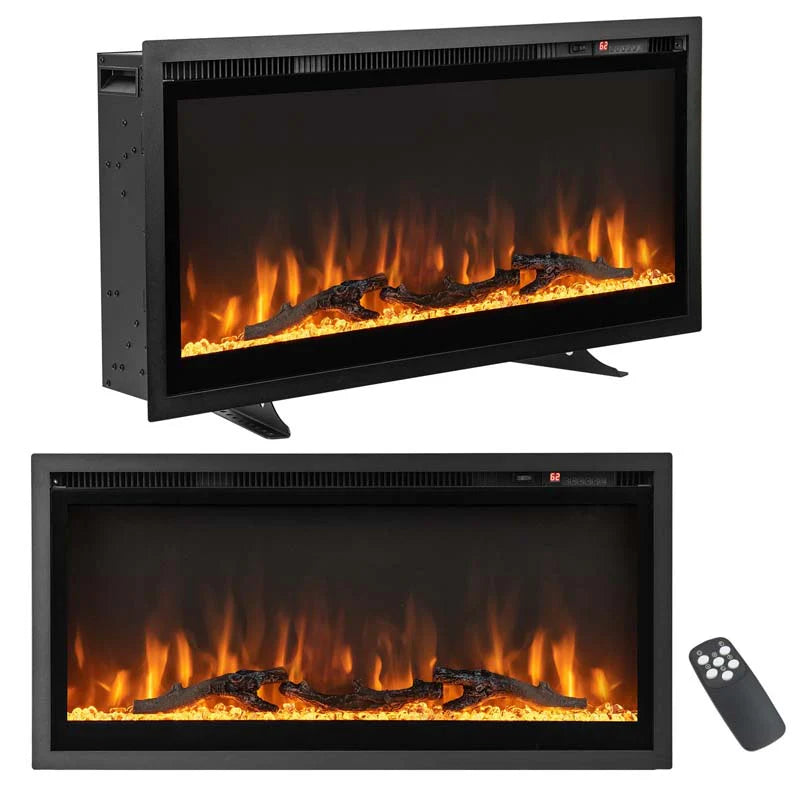 360390394203903950Quot Wide Electric Fireplace Recessedwall Mountedfreestanding 750W1500W Linear Fireplace Heater Insert With 9 Flame Color