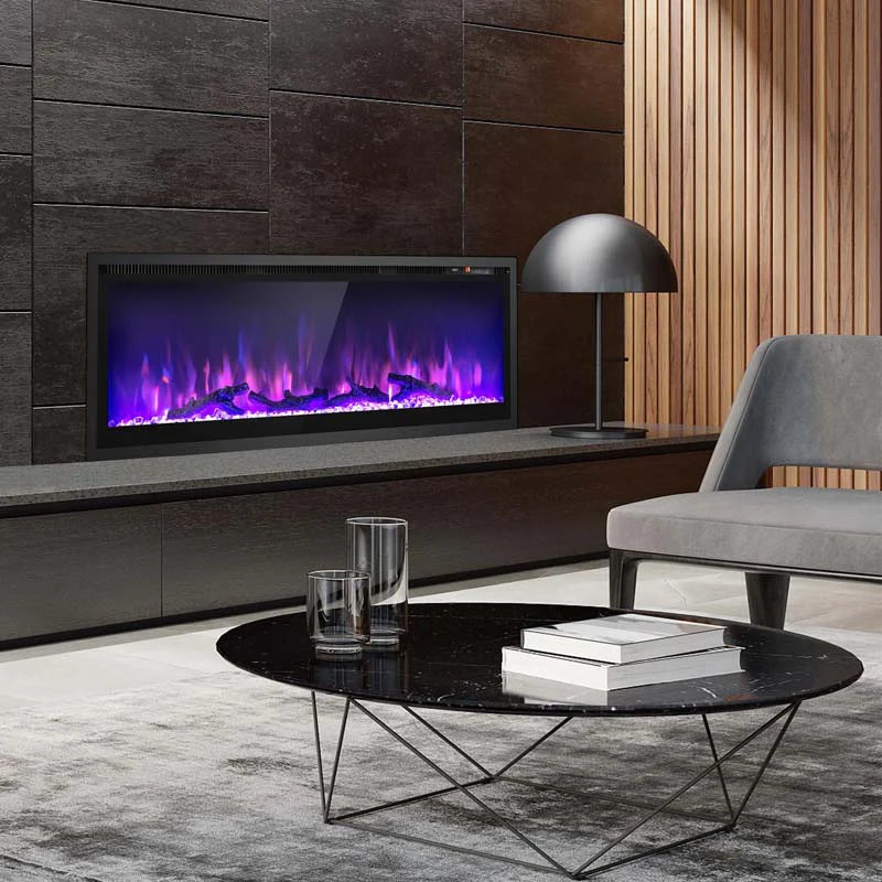 360390394203903950Quot Wide Electric Fireplace Recessedwall Mountedfreestanding 750W1500W Linear Fireplace Heater Insert With 9 Flame Color