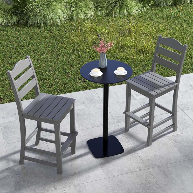 Outdoor Hdpe Bar Stool Patio Tall Bar Chair With Backrest And Footrest 30 Inches Counter Height Barstools For Garden Backyard - Comfortable And Ergonomic Design