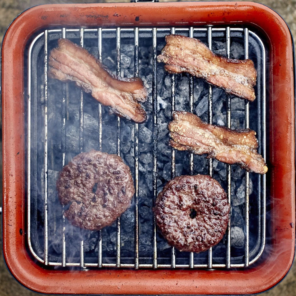 Everdure CUBE Charcoal Grill with Cool Touch Handles, Storage Container and Bamboo Serving Board