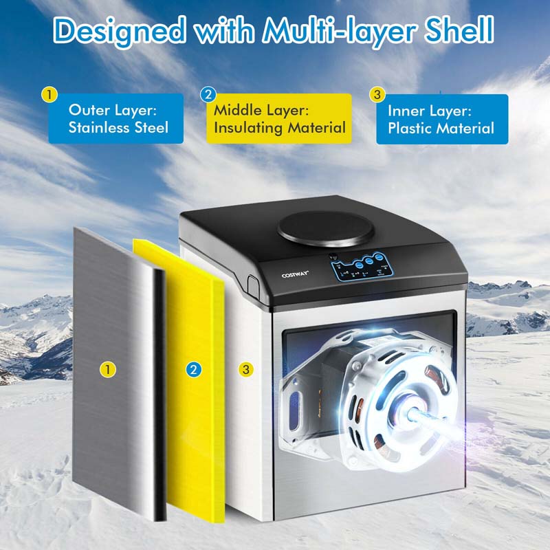 48Lbs24H 2 In 1 Stainless Steel Countertop Ice Maker Machine With Chilled Water Dispenser Amp 5Lbs Ice Storage Basket
