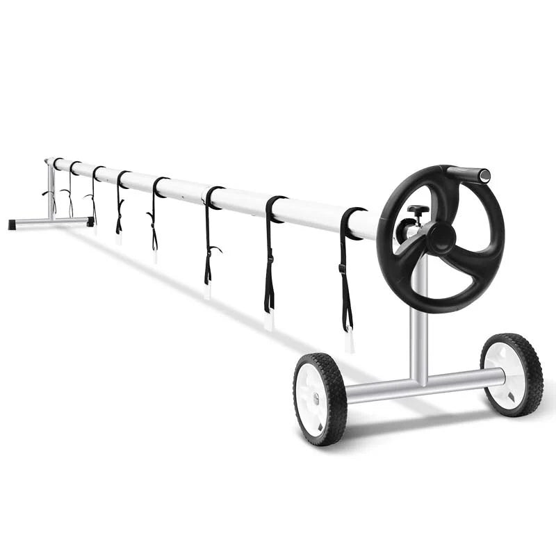 18 Ft Solar Pool Cover Reel Set With Hand Crank Amp Wheels Aluminum Solar Swimming Inground Cover Blanket Reel Roller - High Quality Set For Everyday Use