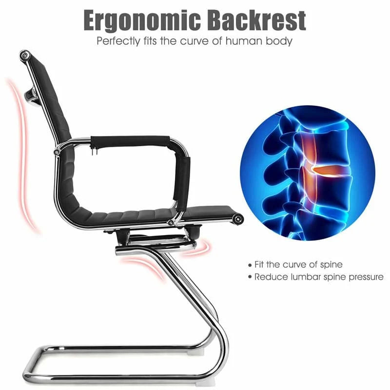 Set Of 2 Sled Base Office Chair Heavy Duty Conference Chair Pu Leather Guest Chairs For Guest Reception - High Quality Set For Everyday Use
