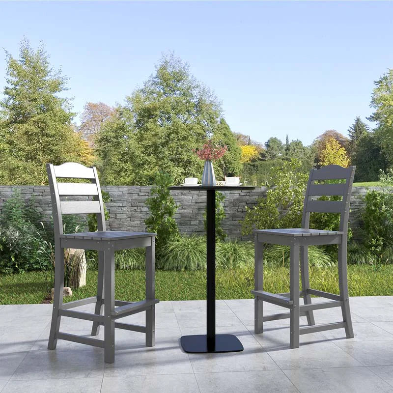 Outdoor Hdpe Bar Stool Patio Tall Bar Chair With Backrest And Footrest 30 Inches Counter Height Barstools For Garden Backyard - Comfortable And Ergonomic Design