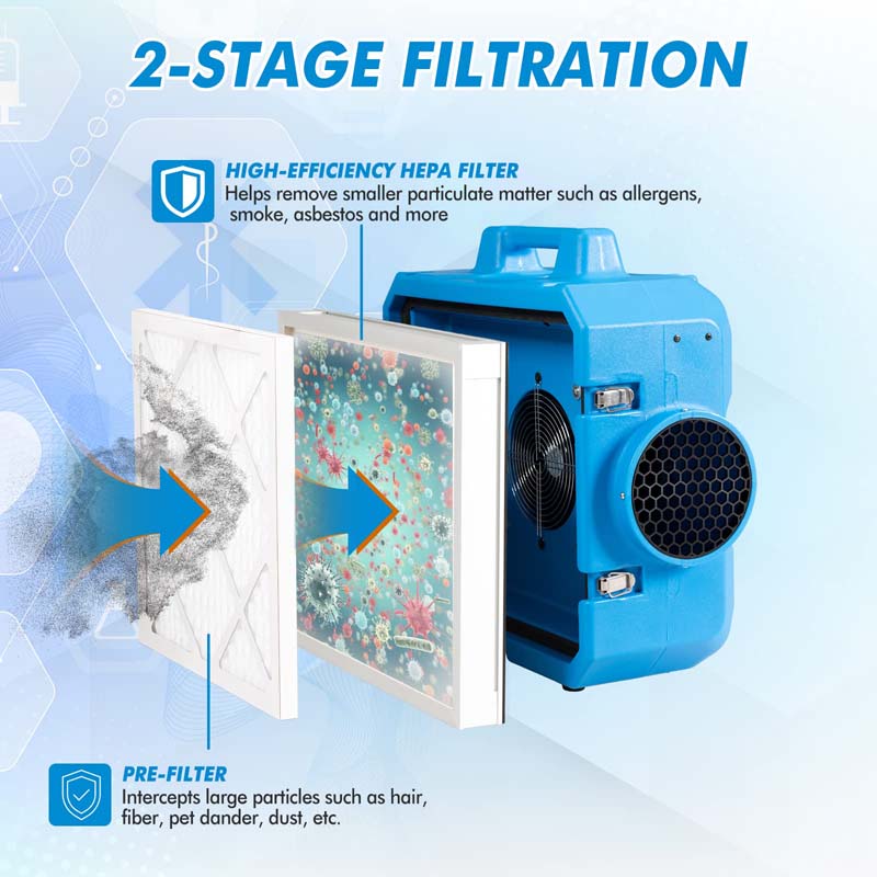 Hepa Air Scrubber For Industrial Commercial Heavy Duty Air Cleaner Negative Air Machine Etl Certified Air Purifier
