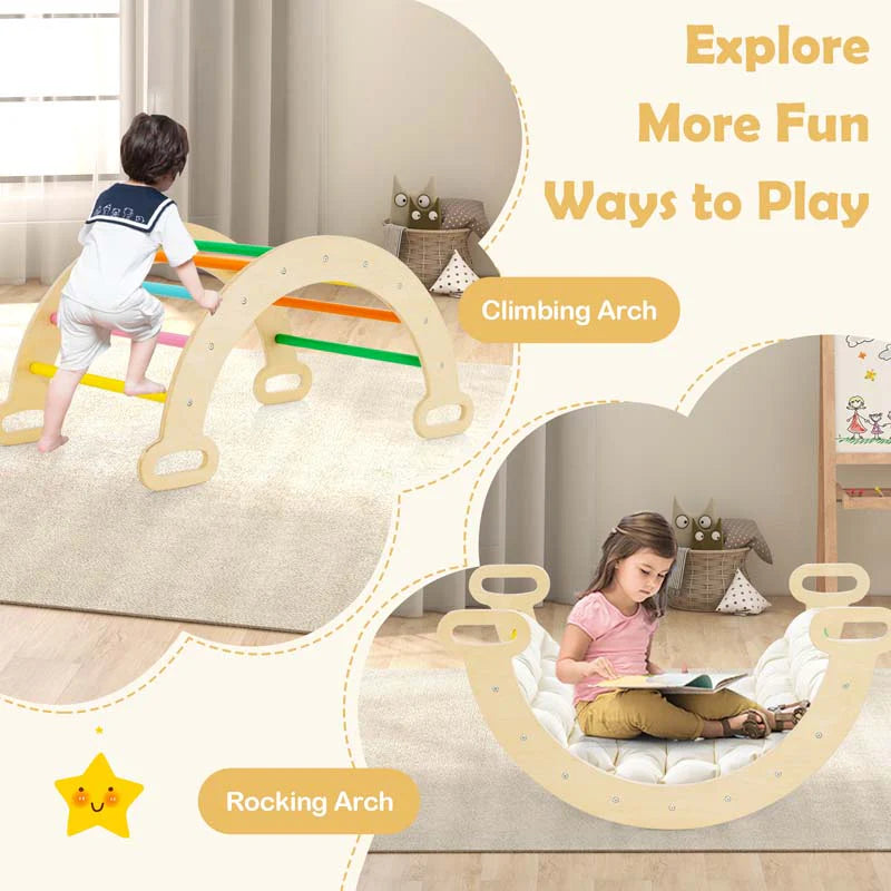 5 In 1 Montessori Wooden Climbing Toys For Toddlers Arch Climber Ladder With Sliding Ramp Kids Triangle Climber Play Gym Set - High Quality Set For Everyday Use
