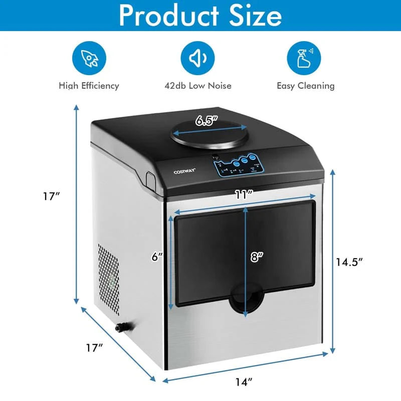 48Lbs24H 2 In 1 Stainless Steel Countertop Ice Maker Machine With Chilled Water Dispenser Amp 5Lbs Ice Storage Basket