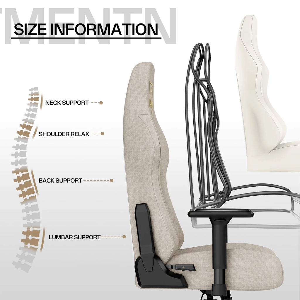 Bigzzia Gaming Chair, High Back Ergonomic Computer Chair with 3D Armrests for Adult, Height Adjustable Game Chair with 360?? Swivel Seat, Beige