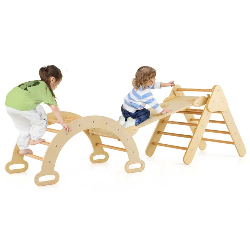 5 In 1 Montessori Wooden Climbing Toys For Toddlers Arch Climber Ladder With Sliding Ramp Kids Triangle Climber Play Gym Set - High Quality Set For Everyday Use