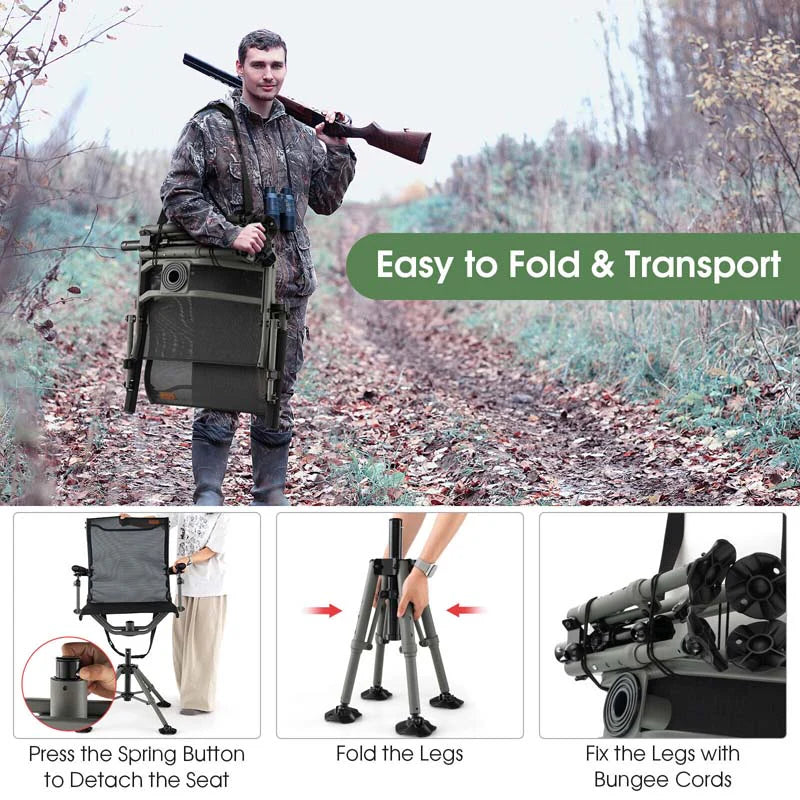 360 Degree Silent Swivel Blind Chair With 4 Adjustable Legs Portable Folding Hunting Chairs For Blinds Fishing Camping - Comfortable And Ergonomic Design