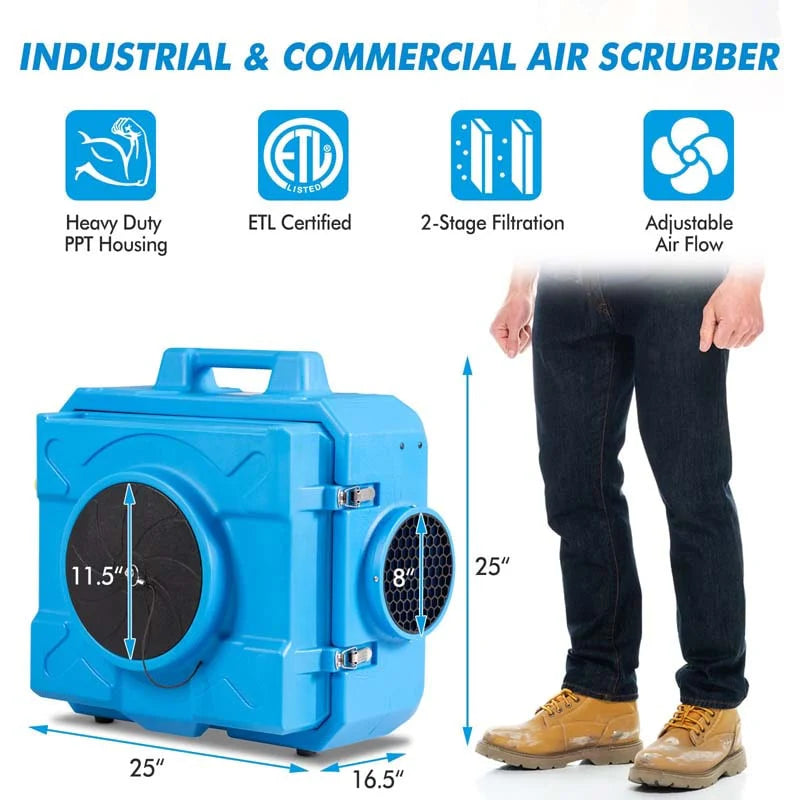 Hepa Air Scrubber For Industrial Commercial Heavy Duty Air Cleaner Negative Air Machine Etl Certified Air Purifier