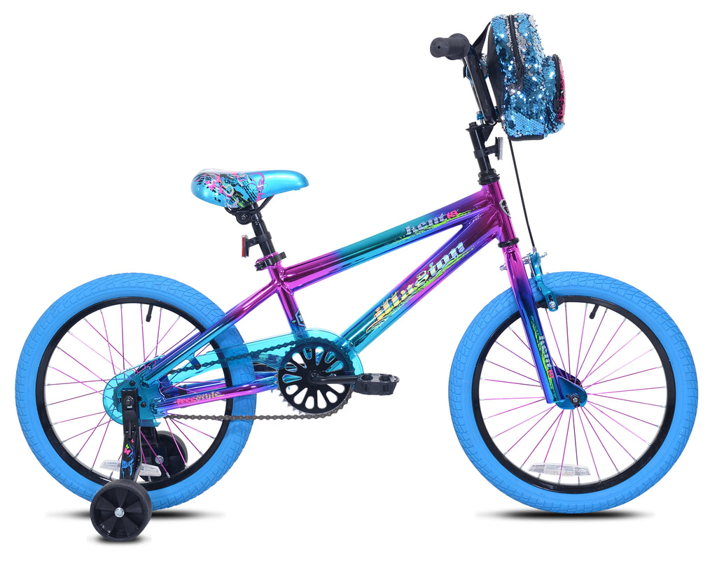 Kent Illusion Child Bike, 18" Wheels, Kids Ages 6-12 Years, Blue/Purple