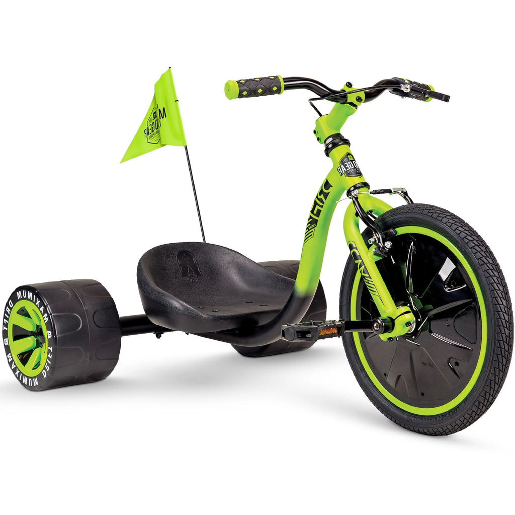 Madd Gear Drift Trike Strong Steel Frame Tricycle Adjustable Seat Black Green Machine 5 Years & up