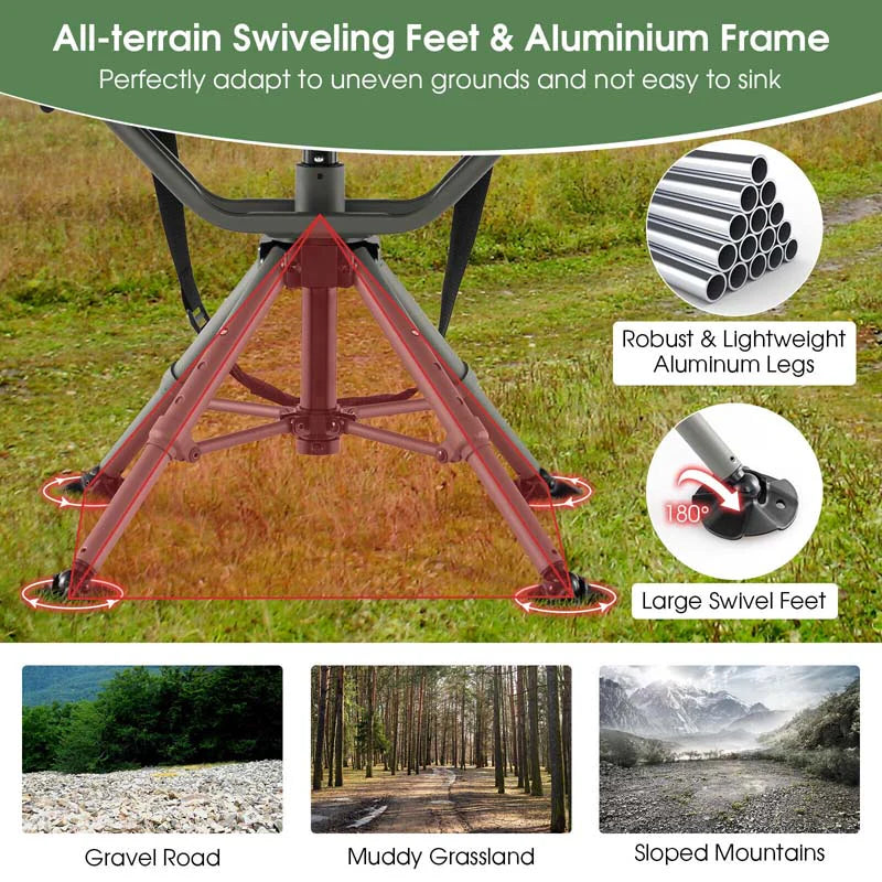 360 Degree Silent Swivel Blind Chair With 4 Adjustable Legs Portable Folding Hunting Chairs For Blinds Fishing Camping - Comfortable And Ergonomic Design