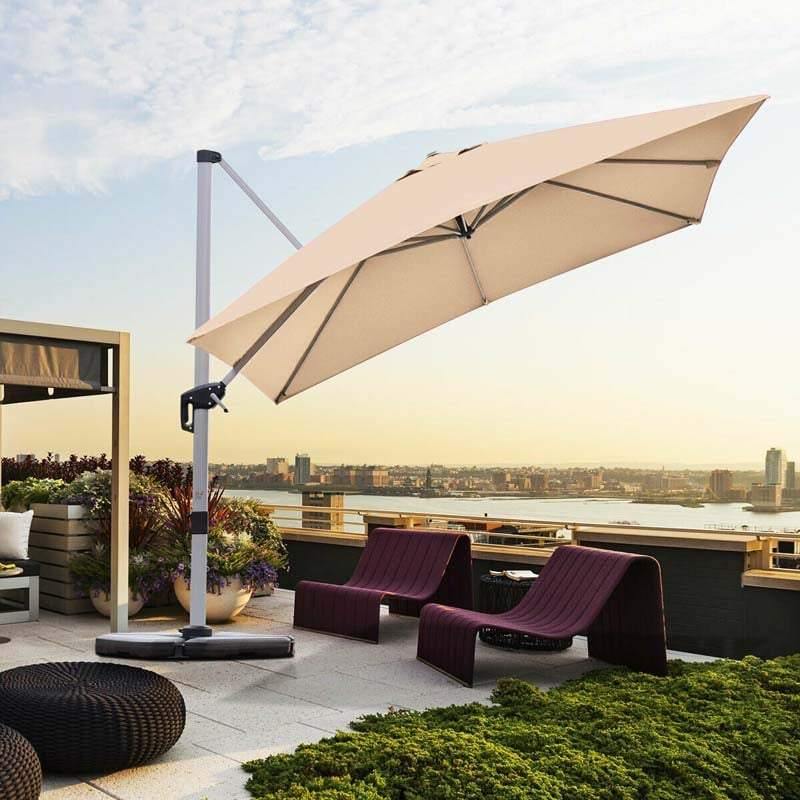 10 Ft 360 Degree Tilt Aluminum Square Large Outdoor Patio Offset Cantilever Umbrella For Pool Deck Backyard