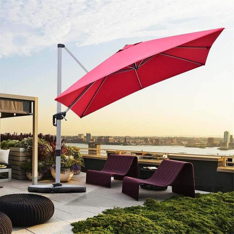 10 Ft 360 Degree Tilt Aluminum Square Large Outdoor Patio Offset Cantilever Umbrella For Pool Deck Backyard