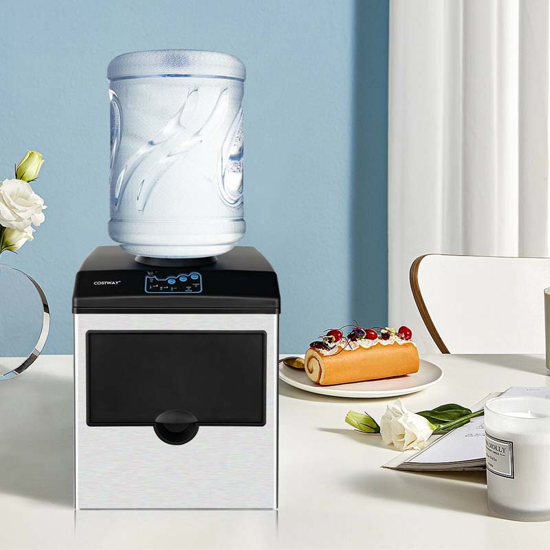 48Lbs24H 2 In 1 Stainless Steel Countertop Ice Maker Machine With Chilled Water Dispenser Amp 5Lbs Ice Storage Basket