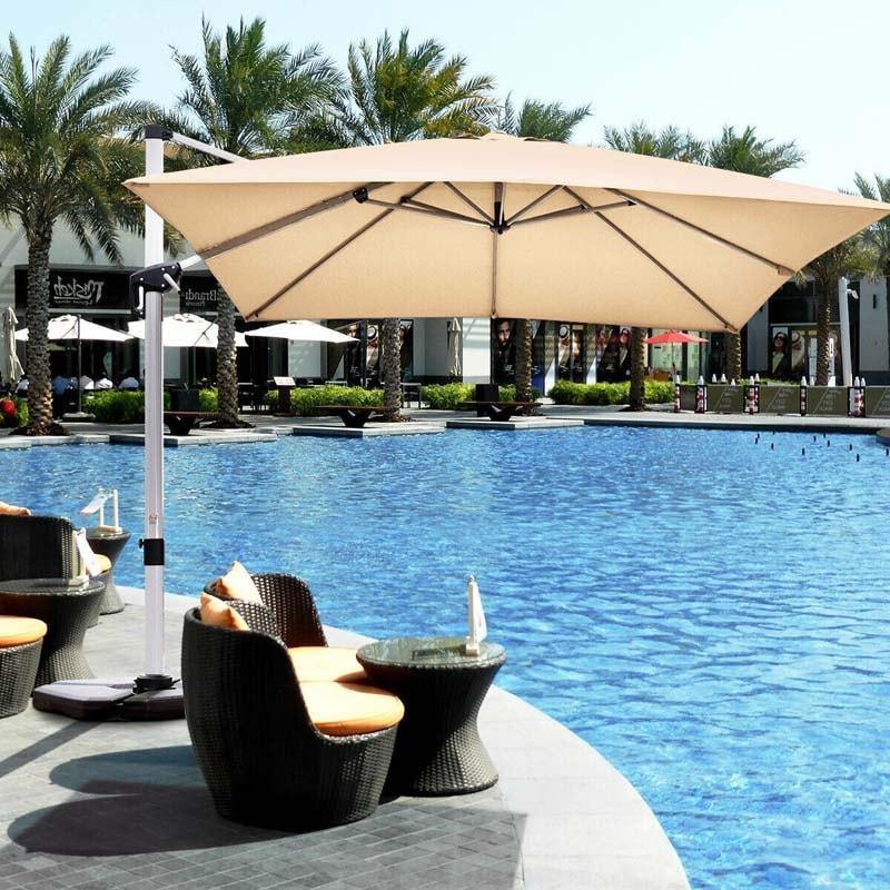 10 Ft 360 Degree Tilt Aluminum Square Large Outdoor Patio Offset Cantilever Umbrella For Pool Deck Backyard