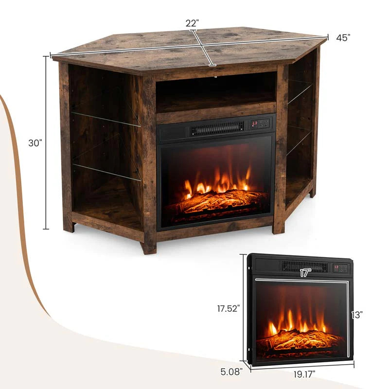 Modern Corner Fireplace Tv Stand With Led Lights For Tvs Up To 50Quot Entertainment Center With Electric Fireplace Amp App Control