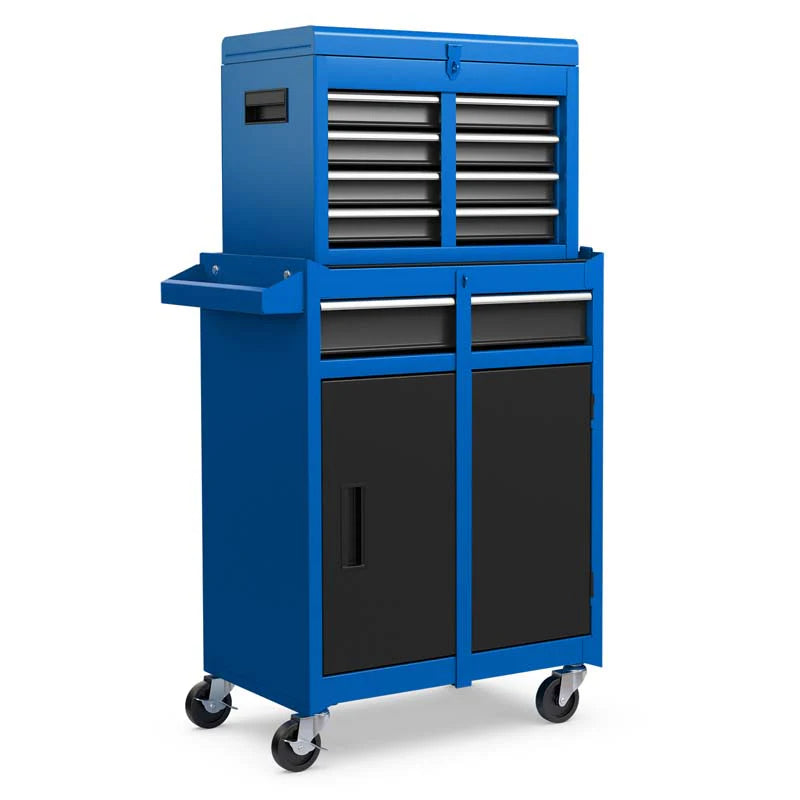 2 In 1 Rolling Tool Chest 5 Drawer Tool Storage Cabinet With Wheels Adjustable Shelf Tool Box Organizer For Garage Warehouse Workshop - Durable Tools For Home Projects