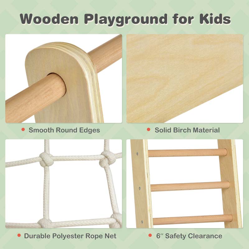 8 In 1 Wooden Climbing Toys For Toddlers Kids Indoor Playground Jungle Gym Climber Playset With Slide
