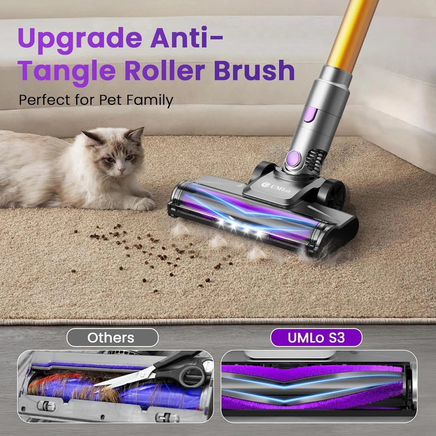 Cordless Vacuum Cleaner, 300W 30Kpa Powerful Stick Vacuum with LED Display, Rechargeable Cordless Vacuum Max 55Min Runtime, Free Standing