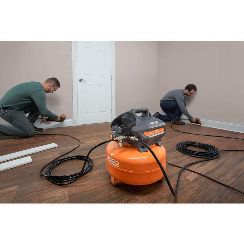 6 Gal. Portable Electric Pancake Air Compressor with 1/4 in. 50 ft. Lay Flat Air Hose OF60150HB-R5025LF