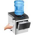 48Lbs24H 2 In 1 Stainless Steel Countertop Ice Maker Machine With Chilled Water Dispenser Amp 5Lbs Ice Storage Basket