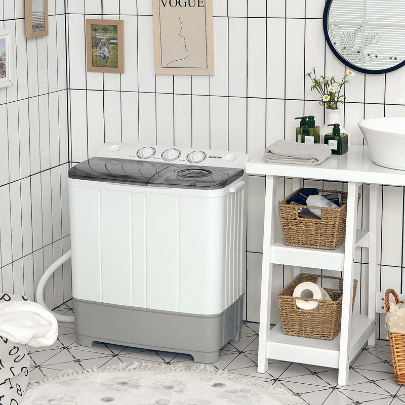 22 Lbs 2 In 1 Portable Washing Machine With Drain Pump Twin Tub Top Load Washer Dryer Combo For Rv Apartment