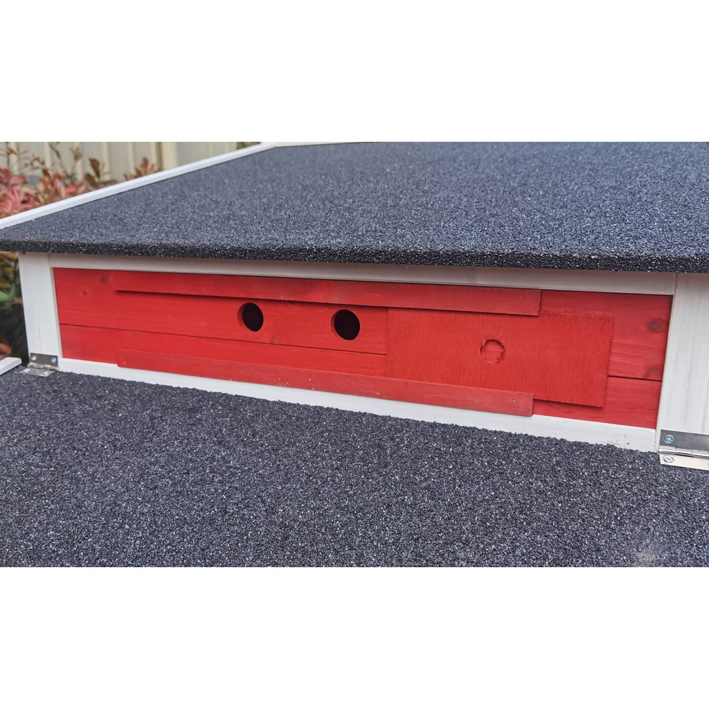 Hanover Outdoor Elevated Wooden Chicken Coop with Ramp, Wire Mesh Run, Waterproof Roof, Removable Tray, and External Door- HANCC0105-RED