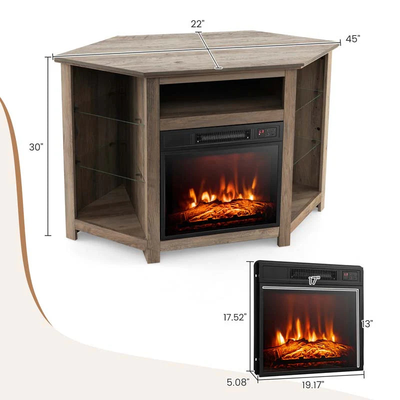 Modern Corner Fireplace Tv Stand With Led Lights For Tvs Up To 50Quot Entertainment Center With Electric Fireplace Amp App Control
