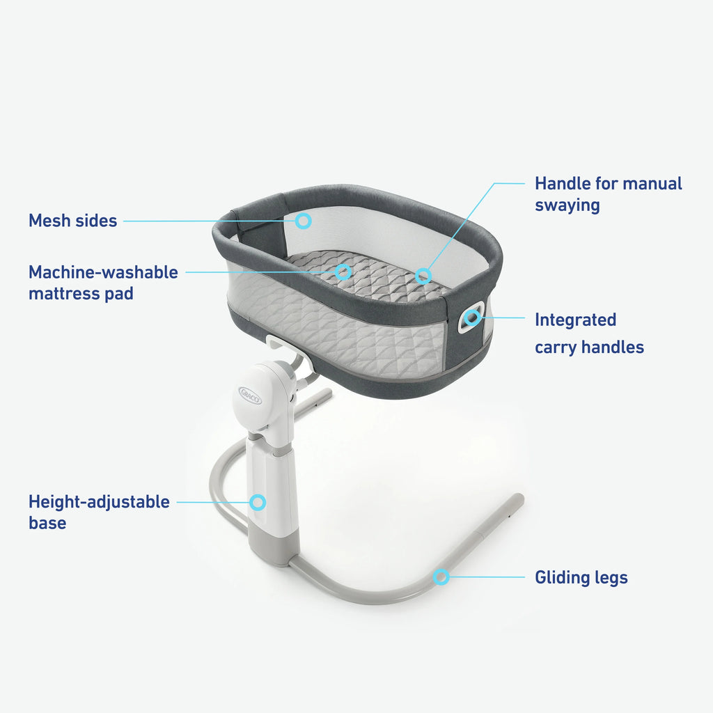 Graco DreamMore Newborn Bedside Bassinet Deluxe with Calming Motion, Maison