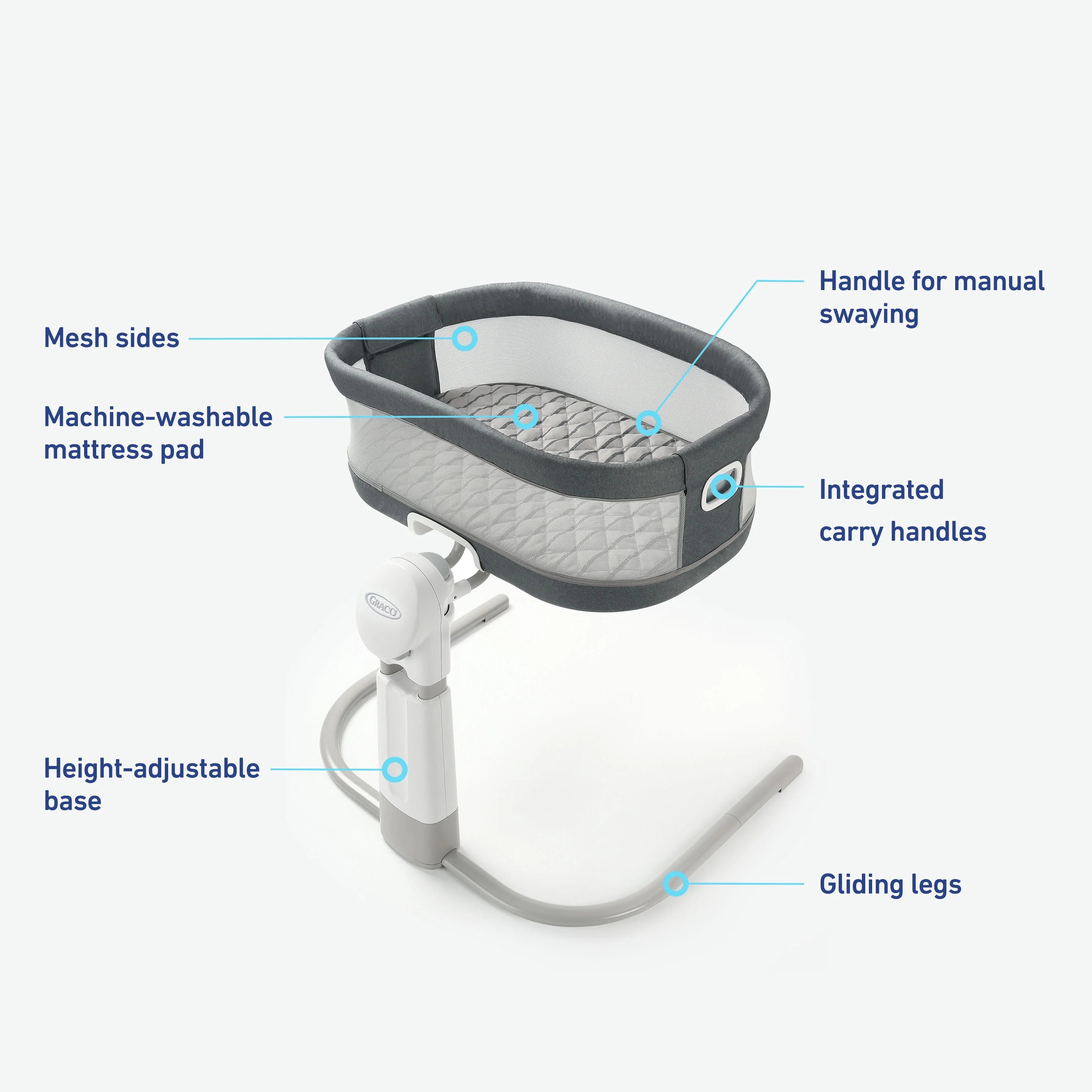 Graco DreamMore Newborn Bedside Bassinet Deluxe with Calming Motion, Maison