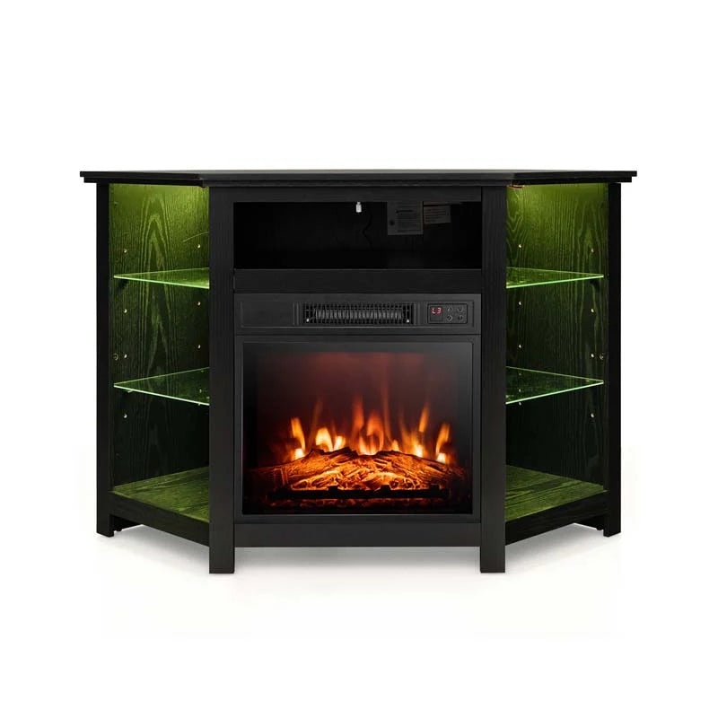 Modern Corner Fireplace Tv Stand With Led Lights For Tvs Up To 50Quot Entertainment Center With Electric Fireplace Amp App Control