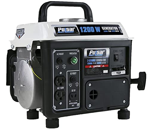 Pulsar G1200SG 1,200W Carrying Handle Gas-Powered Portable Generator, 1200w, Black/Gray
