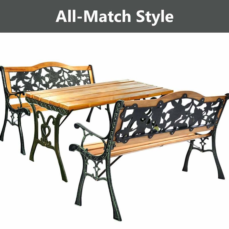 50Quot Garden Park Bench Cast Iron Amp Hardwood Weatherproof Outdoor Bench Patio Porch Loveseat Chair - Comfortable And Ergonomic Design