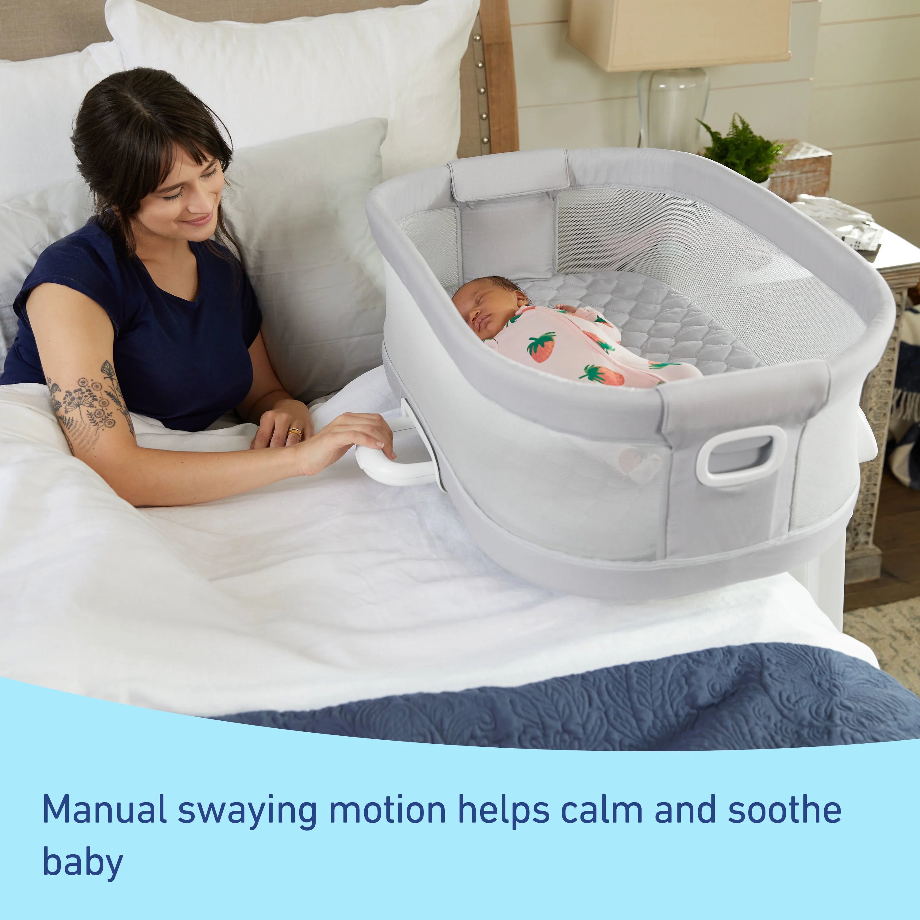 Graco DreamMore Newborn Bedside Bassinet Deluxe with Calming Motion, Maison