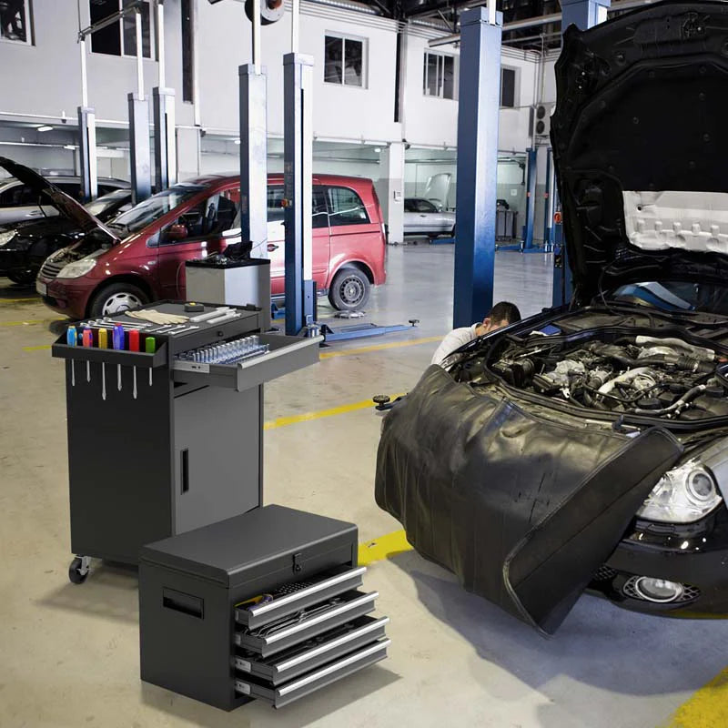 2 In 1 Rolling Tool Chest 5 Drawer Tool Storage Cabinet With Wheels Adjustable Shelf Tool Box Organizer For Garage Warehouse Workshop - Durable Tools For Home Projects