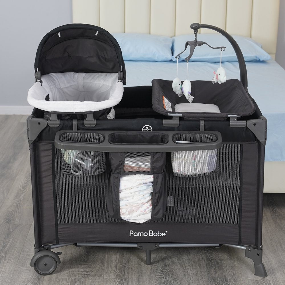 Pamo Babe Unisex Nursery Center Playard with Bassinet &amp; Changing Table