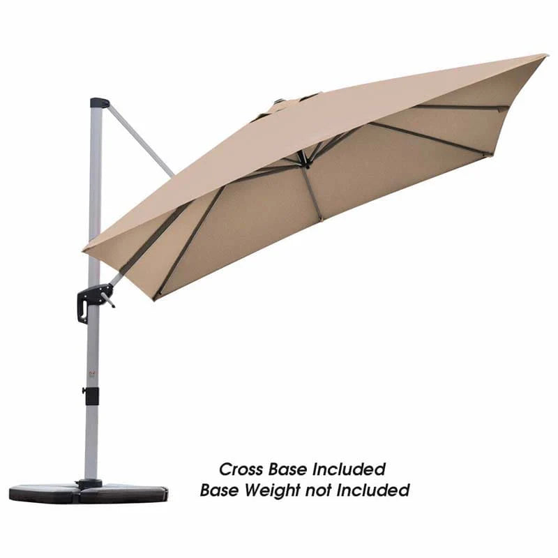10 Ft 360 Degree Tilt Aluminum Square Large Outdoor Patio Offset Cantilever Umbrella For Pool Deck Backyard