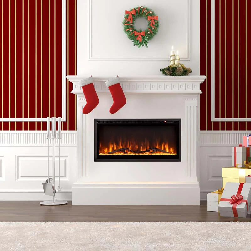 360390394203903950Quot Wide Electric Fireplace Recessedwall Mountedfreestanding 750W1500W Linear Fireplace Heater Insert With 9 Flame Color